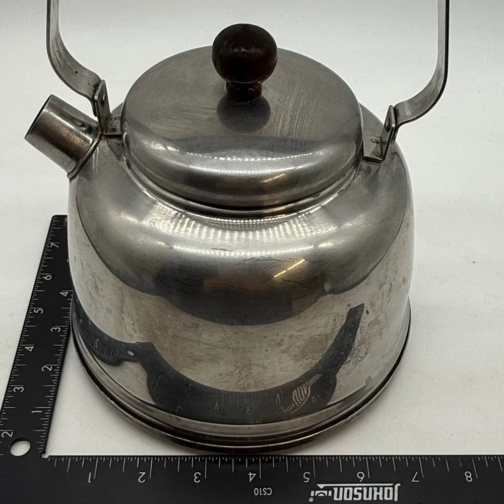 VTG Farberware‎ 752 Stainless Steel Tea Kettle 1.5 Qt Wood Handle handle Crack
